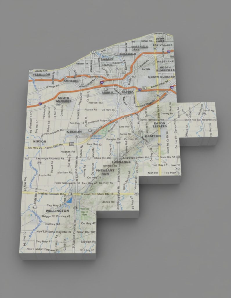 Detailed Lorain County Ohio map in PDF format showing all cities, townships, villages, and key property zones for real estate and planning.